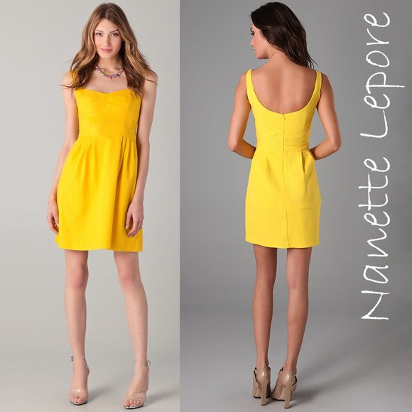 Nanette Lepore Dresses & Skirts - 🎉2XHP🎉Nanette Lepore Textured A-line Fit & Flare Cocktail Dress, Lemon Yellow